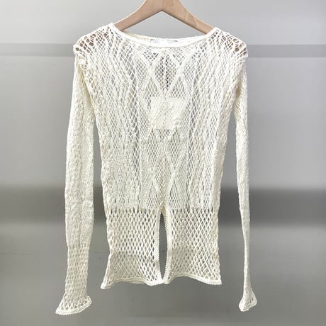 STRETCH LACE LONG SLEEVE TEE (IVORY)