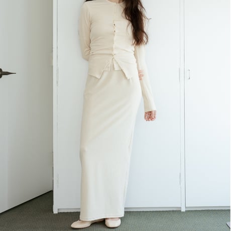 High Gauge Pile Long Skirt (Cream)