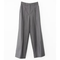 Wool Mix Hip Huggers Tucked Wide Slacks (Charcoal)