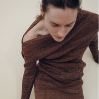Cotton 5color Marled Rib Knit Drape Top (Maroon)