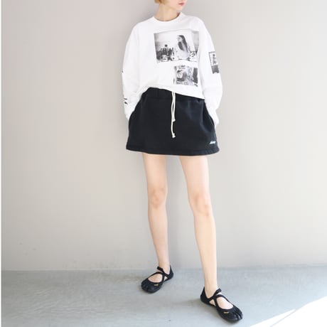 ULTRA HEAVY SWEAT TUCK MINI SKIRT (BLK)