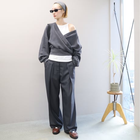 WAFFLE CACHECOEUR TOP (CHARCOAL)