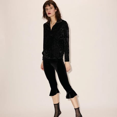 VELVET VOLANT CAPRI PANTS