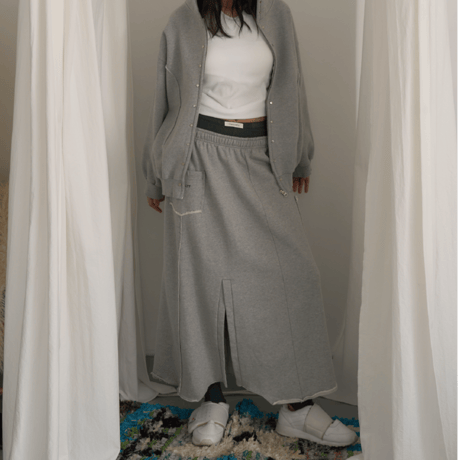 Vintage Drift Long Skirt (Melange Gray)