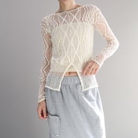 STRETCH LACE LONG SLEEVE TEE (IVORY)