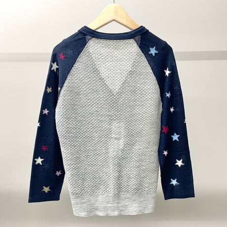 Star Sleeve Raglan Knit Cardigan (NAVY)