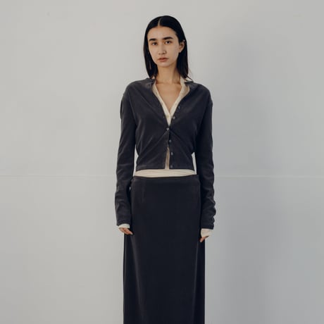 High Gauge Pile Tight Hem Cardigan (Charcoal)