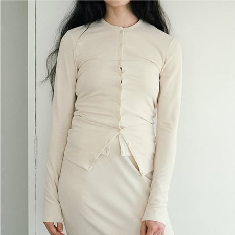 High Gauge Pile Tight Hem Cardigan (Cream)