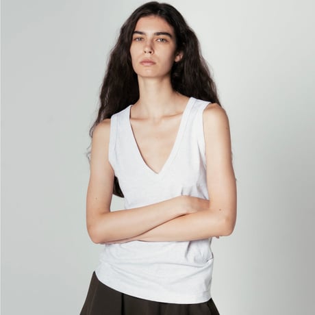 AMERICAN DRY COTTON V NECK TANK TOP (GRAY)