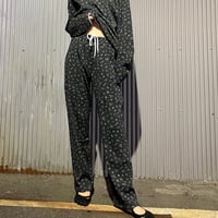 FLOWER WAFFLE PANTS (BLACK)