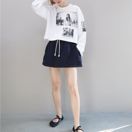 ULTRA HEAVY SWEAT TUCK MINI SKIRT (NAVY)