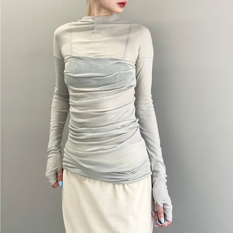 Sheer Fraise Side Tuck Top (Moss)