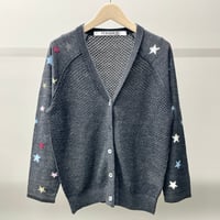 Star Sleeve Raglan Knit Cardigan (GRAY)