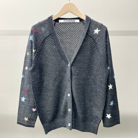 Star Sleeve Raglan Knit Cardigan (GRAY)