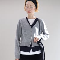 Eyelet Layered Knit Long Sleeve Top (Gray)