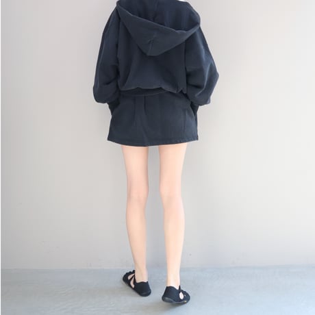 ULTRA HEAVY SWEAT TUCK MINI SKIRT (BLK)