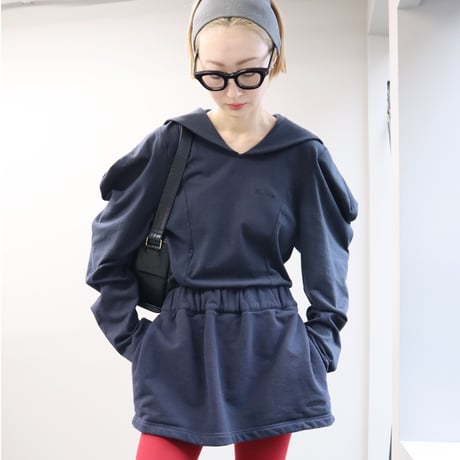 ULTRA HEAVY SWEAT TUCK MINI SKIRT (NAVY)