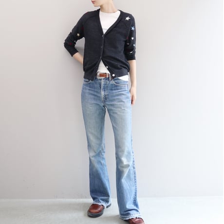 Star Sleeve Raglan Knit Cardigan (GRAY)