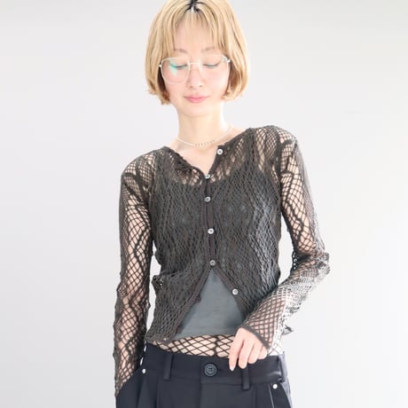 STRETCH LACE CARDIGAN (KHAKI)