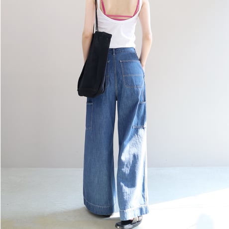 Natural Slub Denim Wide Painter Pants