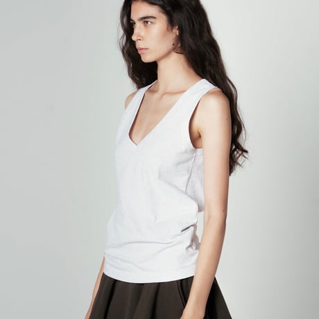 AMERICAN DRY COTTON V NECK TANK TOP (GRAY)