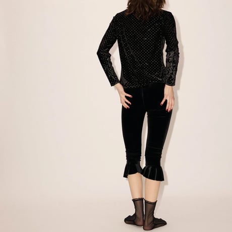 VELVET VOLANT CAPRI PANTS