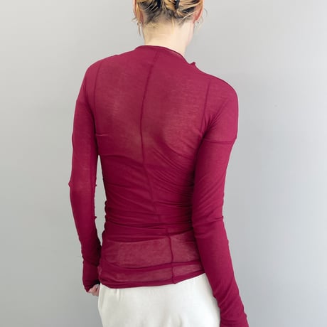 Sheer Fraise Side Tuck Top (Wine)