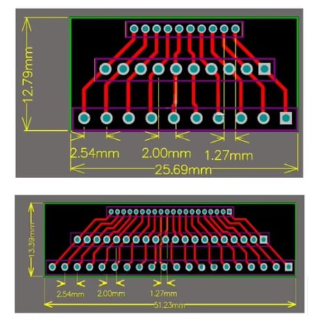 ピッチ変換基板 (1.27mm,2.0mm,2.54mm)(10P/20P)