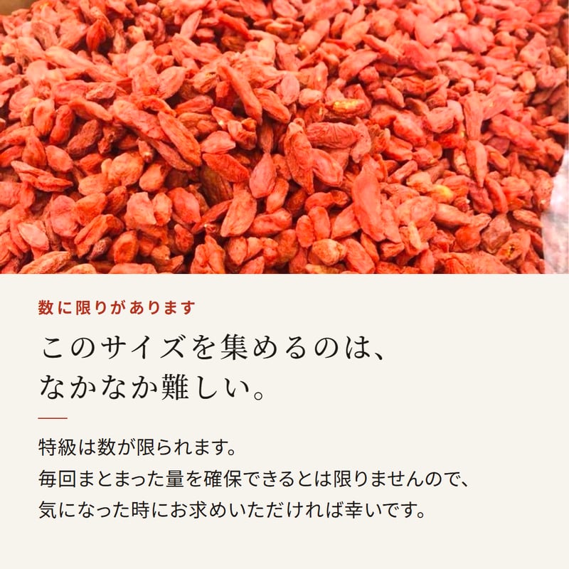 クコの実 250g 特級 特大サイズ 中国寧夏産 自然栽培 枸杞の実 くこの