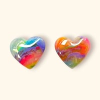 RAINBOW MARBLE×MINI HEART STUD ピアス/イヤリング