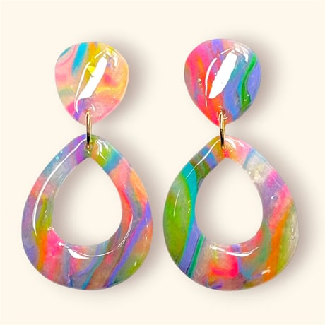 RAINBOW MARBLE×TEAR DROP DANGLE ピアス/イヤリング