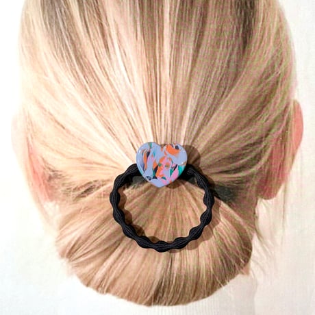 NAVY MIX×BIG HEART HAIR TIE