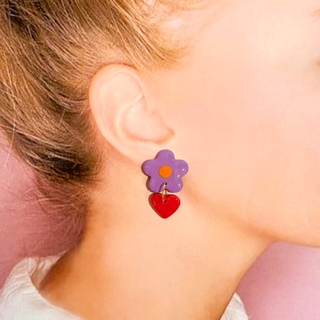 RETRO FLOWER×HEART ピアス/イヤリング