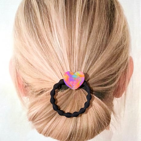 PURPLE MIX×BIG HEART HAIR TIE