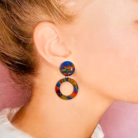 RETRO MARBLE×RING DANGLE ピアス/イヤリング