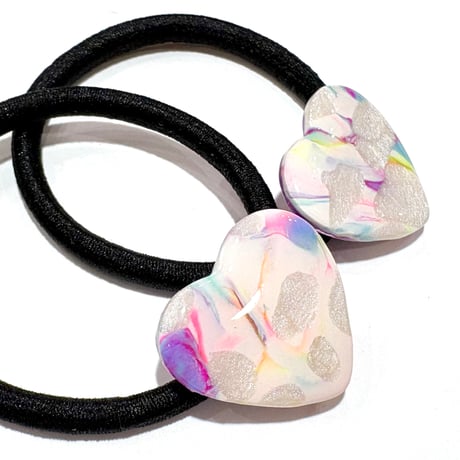 WHITE PEARL MIX×HEART HAIR TIE SET