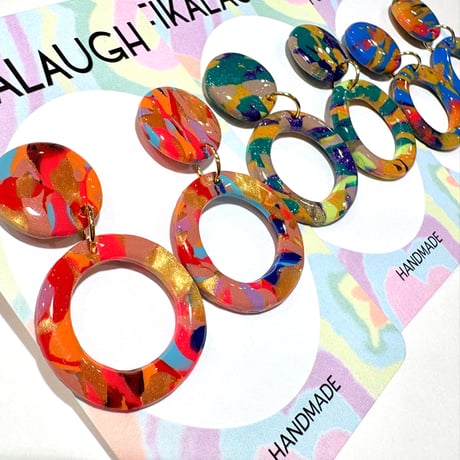 RETRO MARBLE×RING DANGLE ピアス/イヤリング