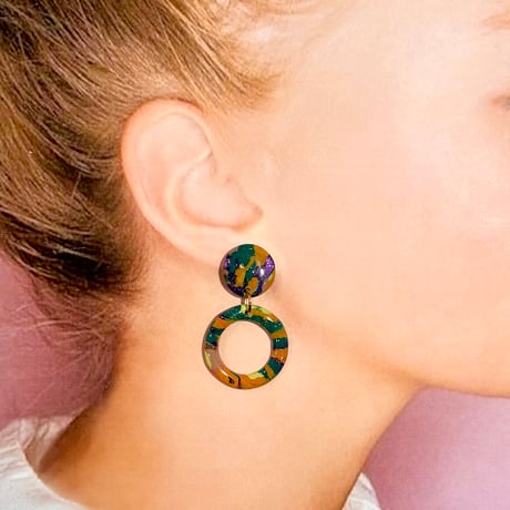 RETRO MARBLE×RING DANGLE ピアス/イヤリング