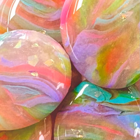 RAINBOW MARBLE×OVAL STUD ピアス/イヤリング