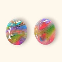 RAINBOW MARBLE×OVAL STUD ピアス/イヤリング