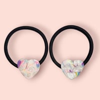 WHITE PEARL MIX×HEART HAIR TIE SET