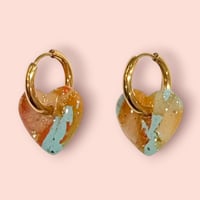 CARAMEL MARBLE HEART×HOOP ピアス