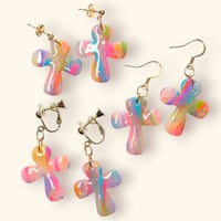 RAINBOW MARBLE×CROSS DANGLE ピアス/イヤリング