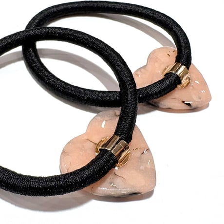 BEIGE GOLD FOIL×HEART HAIR TIE SET