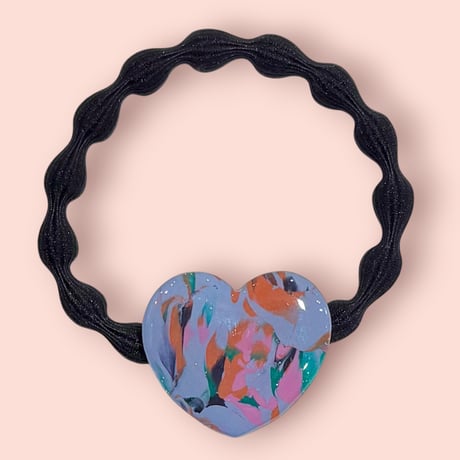 NAVY MIX×BIG HEART HAIR TIE