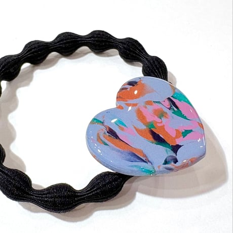 NAVY MIX×BIG HEART HAIR TIE