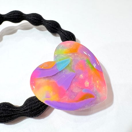 PURPLE MIX×BIG HEART HAIR TIE