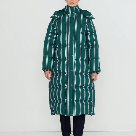 ストライプ ロングダウン（Green × White/Navy）｜THE TINY BIG SISTER