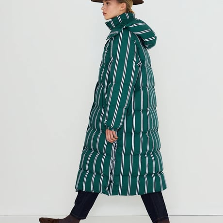 ストライプ ロングダウン（Green × White/Navy）｜THE TINY BIG SISTER
