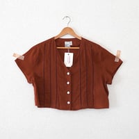 リネン クロップドブラウス